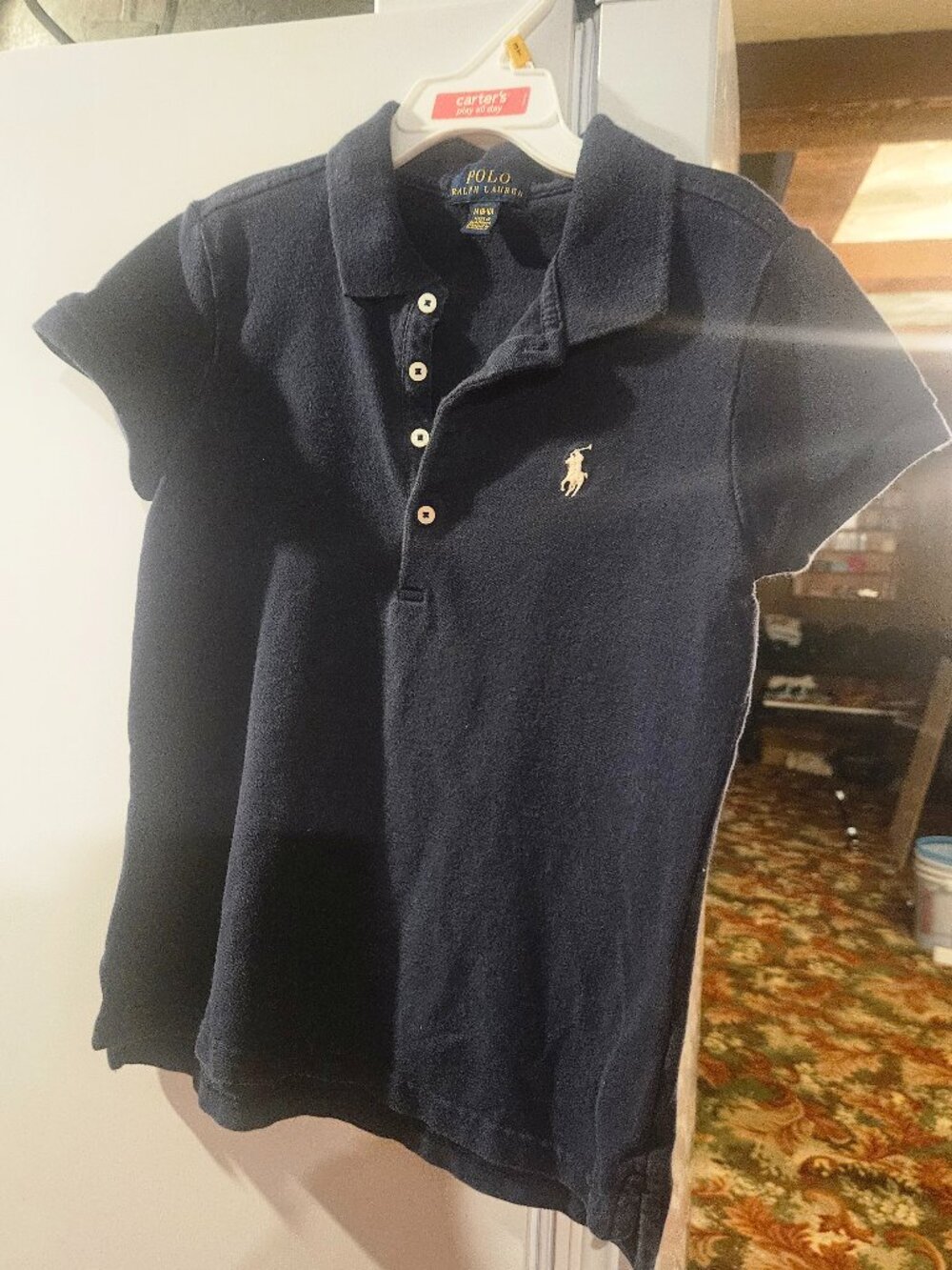 Ralph Lauren Polo Girls Navy Polo Shirt - medium 10-12